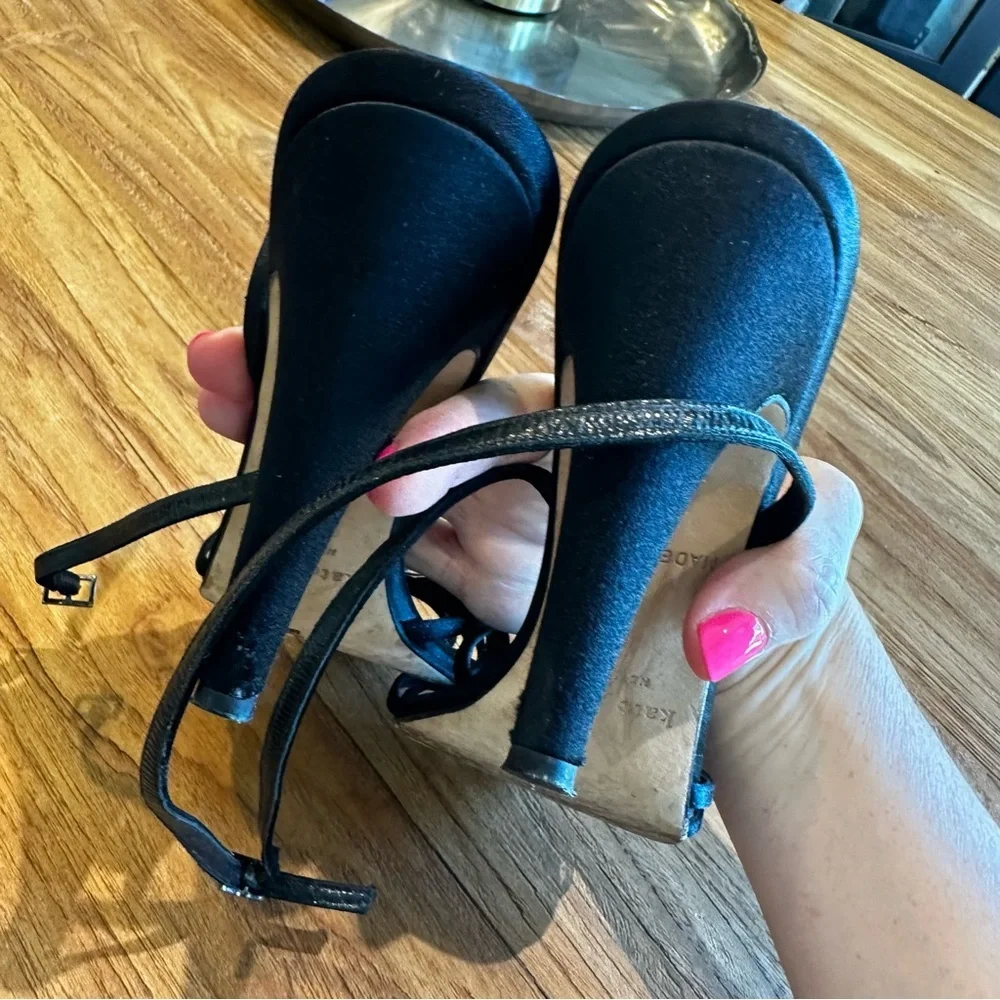 Kate Spade Women’s Embellished Flower Silk Stilettos Sandals Heels Ankle Strap 9